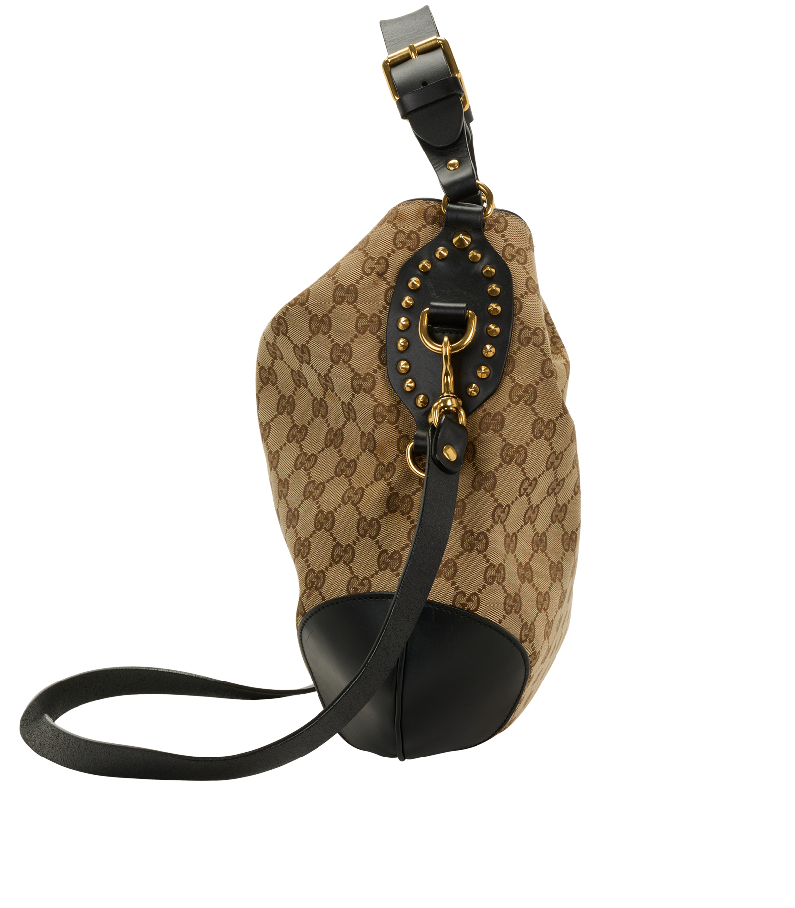 Patti Stud Hobo, &pound;550, Handbags, Beige, Canvas/Leather, Side view